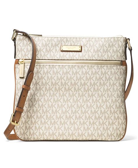 michael kors bedford flat crossbody pearl grey|MICHAEL Michael Kors Signature Bedford Flat Small Crossbody.